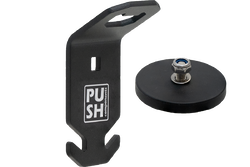 This picture shows the product PUSHrack bottle opener called BLOP, with which you can not only open your bottle but also hang a bin bag on the hook provided on the bottle opener.