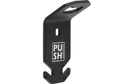 This picture shows the product PUSHrack bottle opener called BLOP, with which you can not only open your bottle but also hang a bin bag on the hook provided on the bottle opener.