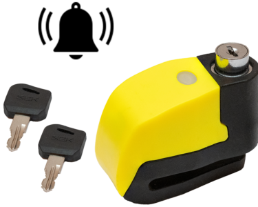 This image shows a security lock for the PUSHrack that protects your bikes from theft. This lock triggers an alarm.