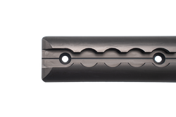 Close-up of a PUSHrack Airline Rail/L-Tracks with flattened ends and round hole profile