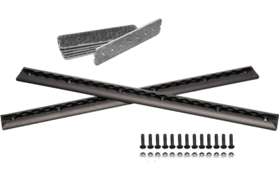 PUSHrack Airline Rails/L-Track Set with screws, nuts, and reinforcement plates for secure mounting on campervans