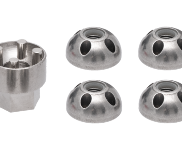 PUSHrack anti-theft set with four security lock nuts and special socket for bike rack and airline rail mounting