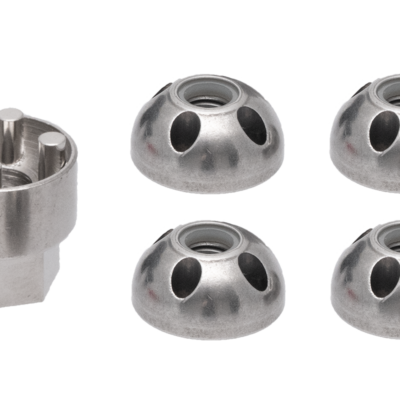 PUSHrack anti-theft set with four security lock nuts and special socket for bike rack and airline rail mounting