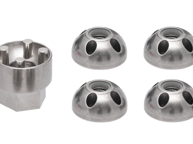 PUSHrack anti-theft set with four security lock nuts and special socket for bike rack and airline rail mounting