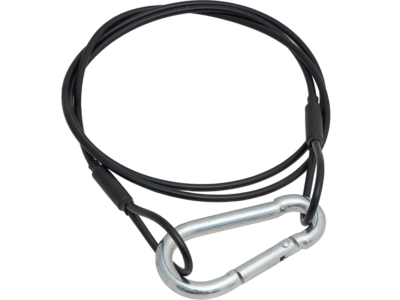 PUSHrack Sicherungsseil mit Karabiner zur Verhinderung des Vorderraddrehens und zur zusätzlichen Sicherung des Fahrrads am Campervan