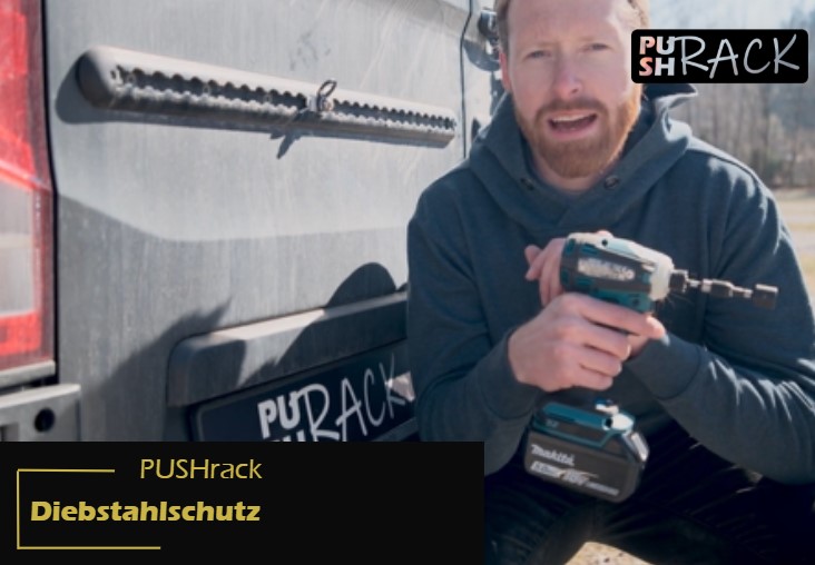 PUSHrack Diebstahlsicherung: Chefentwickler Laurenz zeigt, wie du deinen Heckträger und die Ladung (Fahrräder, E-Scooter) effektiv vor Langfingern schützt.