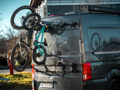 Gravel Adapter am PUSHrack V3 Fahrradträger für Gravelbike Transport am Camper